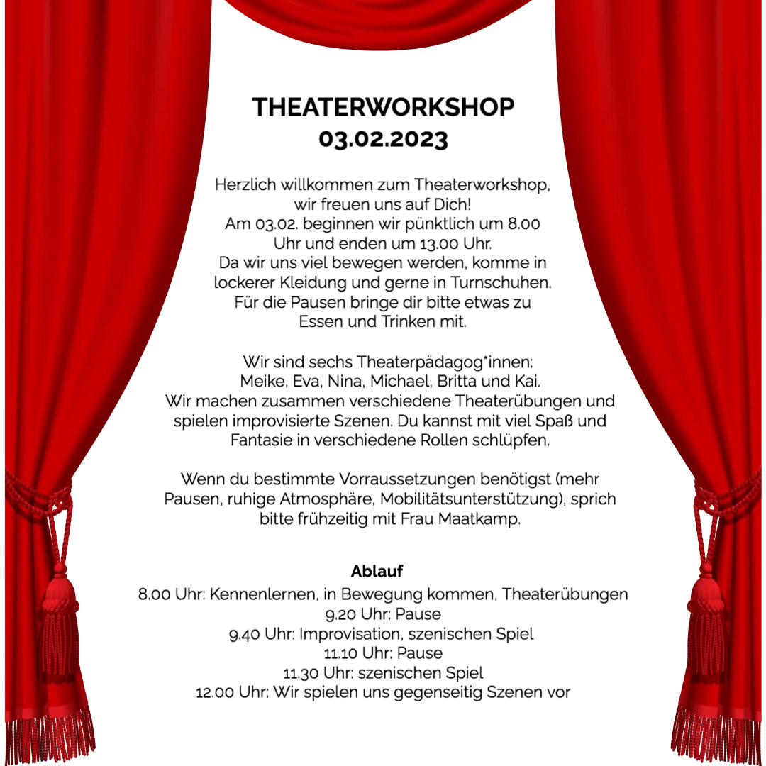 Theater Workshop Ankündigung